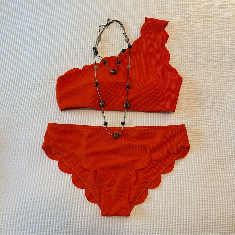 Scalloped two piece bikini - one shoulder